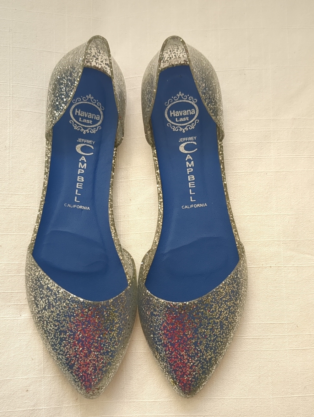 Jeffrey Campbell Havana Last D'Orsay Silver Glitter Pointed Toe Flats, Size 7